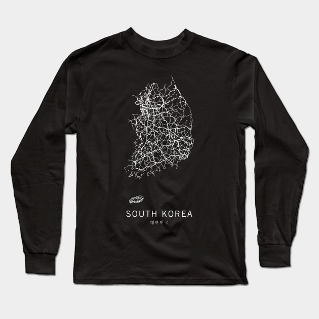 South Korea Road Map Long Sleeve T-Shirt by ClarkStreetPress